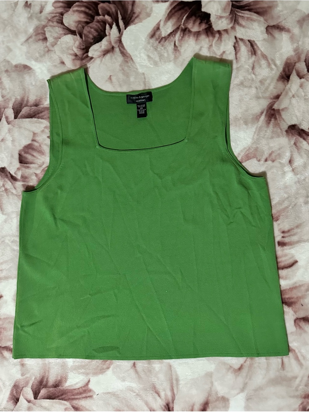 Cable & Gauge Bright Green Square-Neck Tank Top
